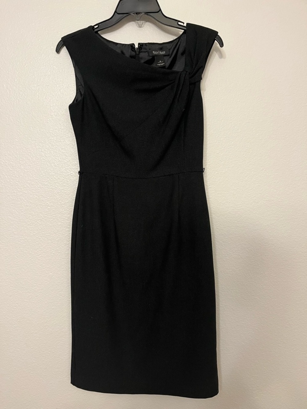 White House Black Market Black One-Shoulder Sheath Dress with Draped Neck